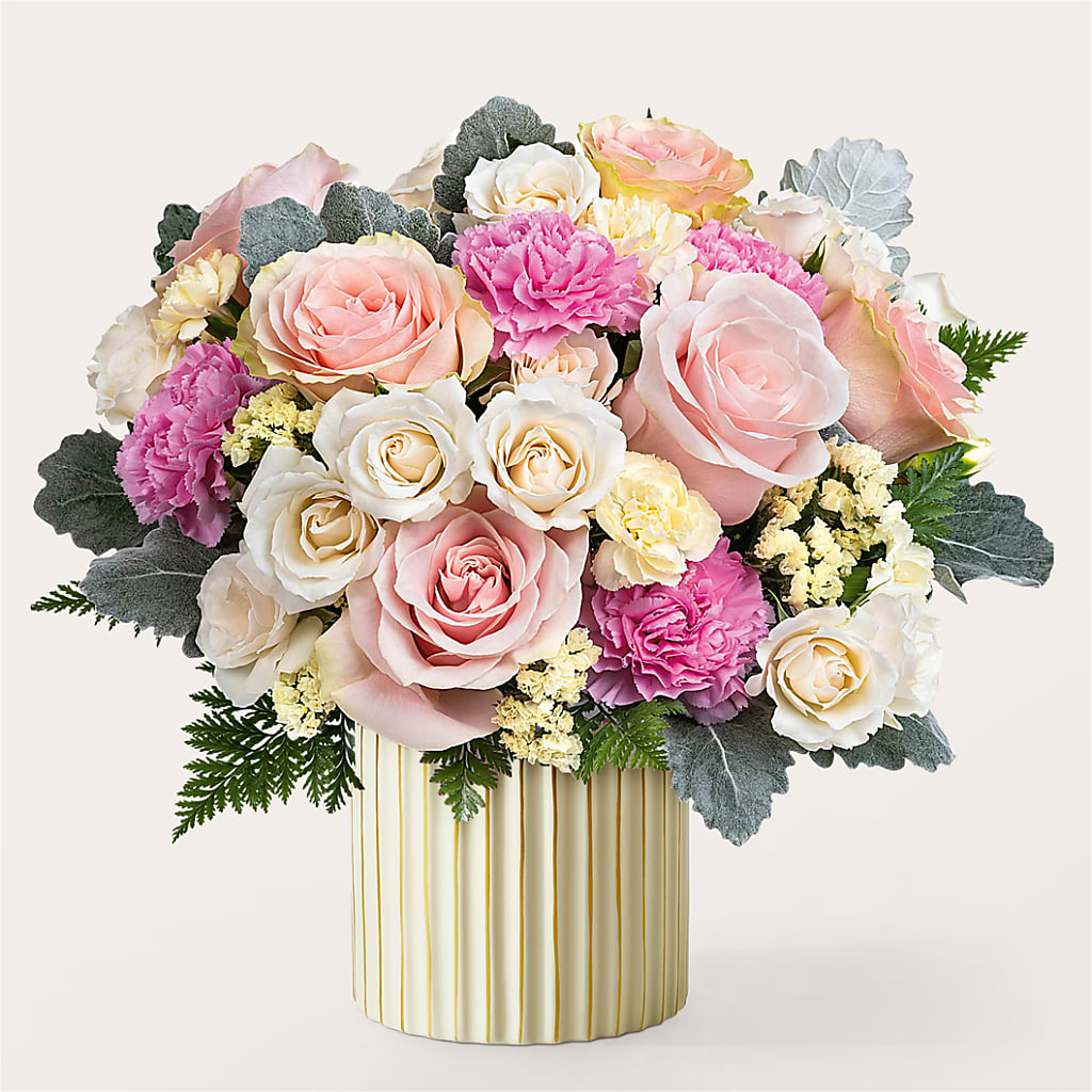Blissful Moments Bouquet with Ivory Vase – My Flower Market, Santa Ana CA