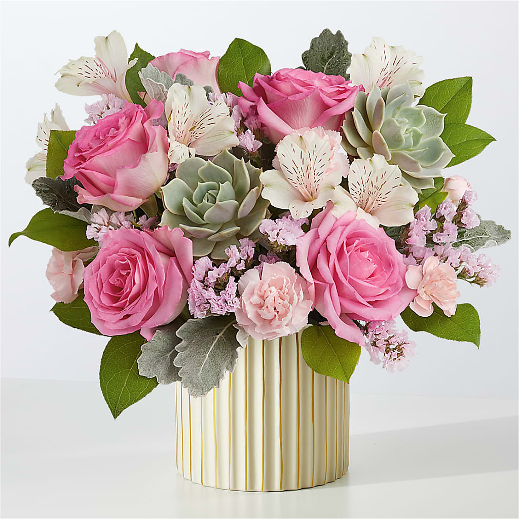 Dusty Rose Bouquet with Ivory Vase – My Flower Market, Santa Ana CA
