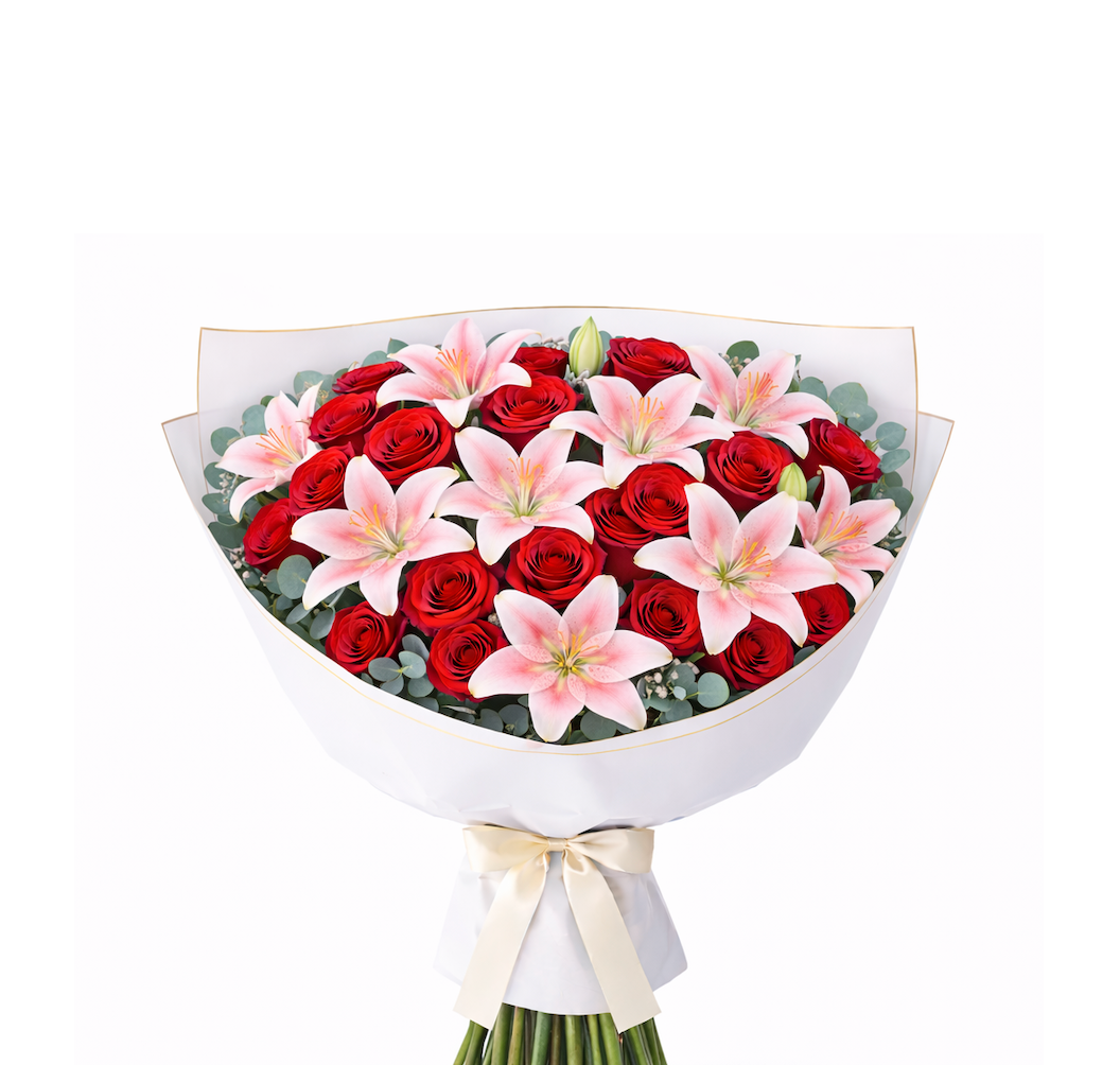 Rose & Lily Wrapped Bouquet – My Flower Market, Santa Ana CA