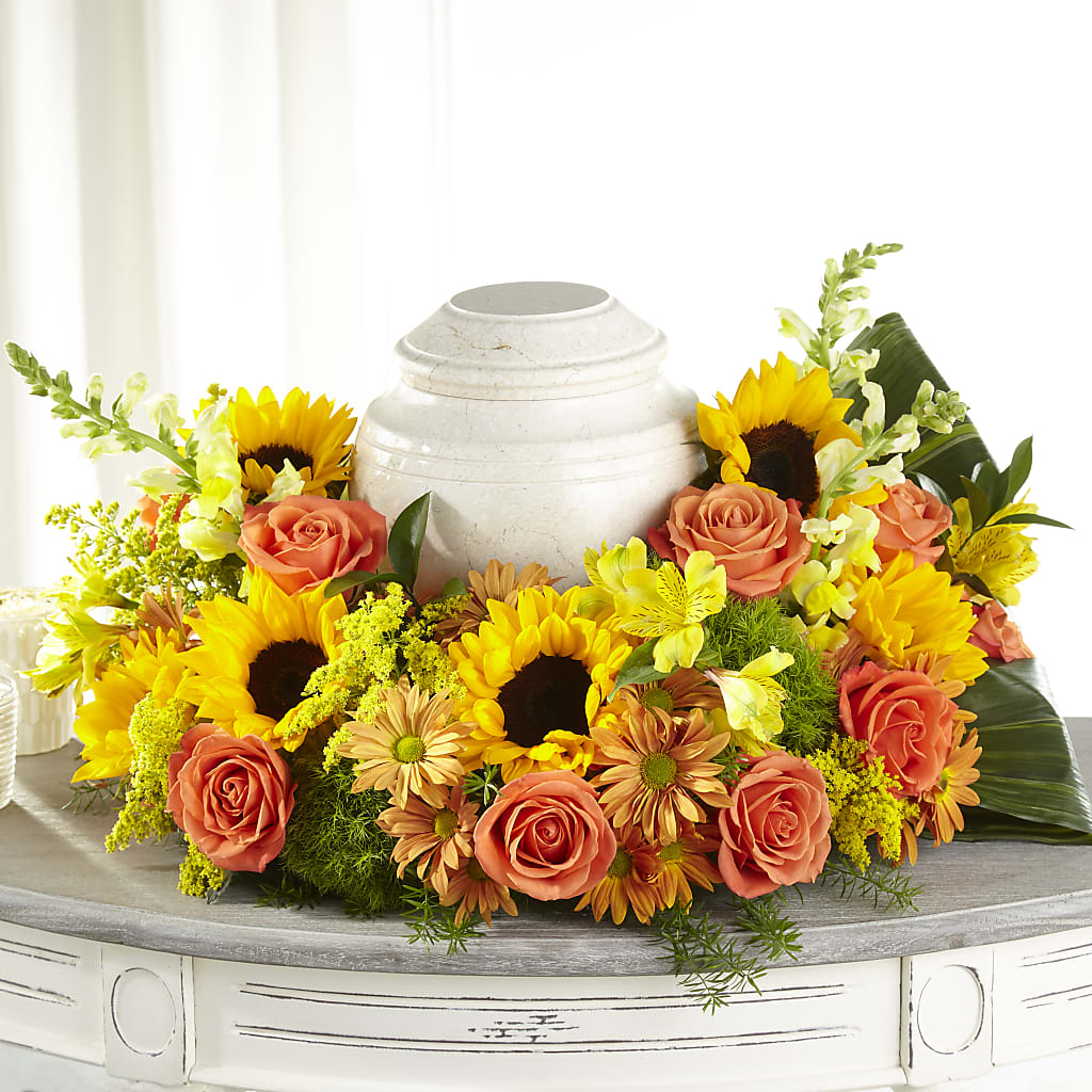 Faithful Sunflower Cremation Adornment – My Flower Market, Santa Ana CA