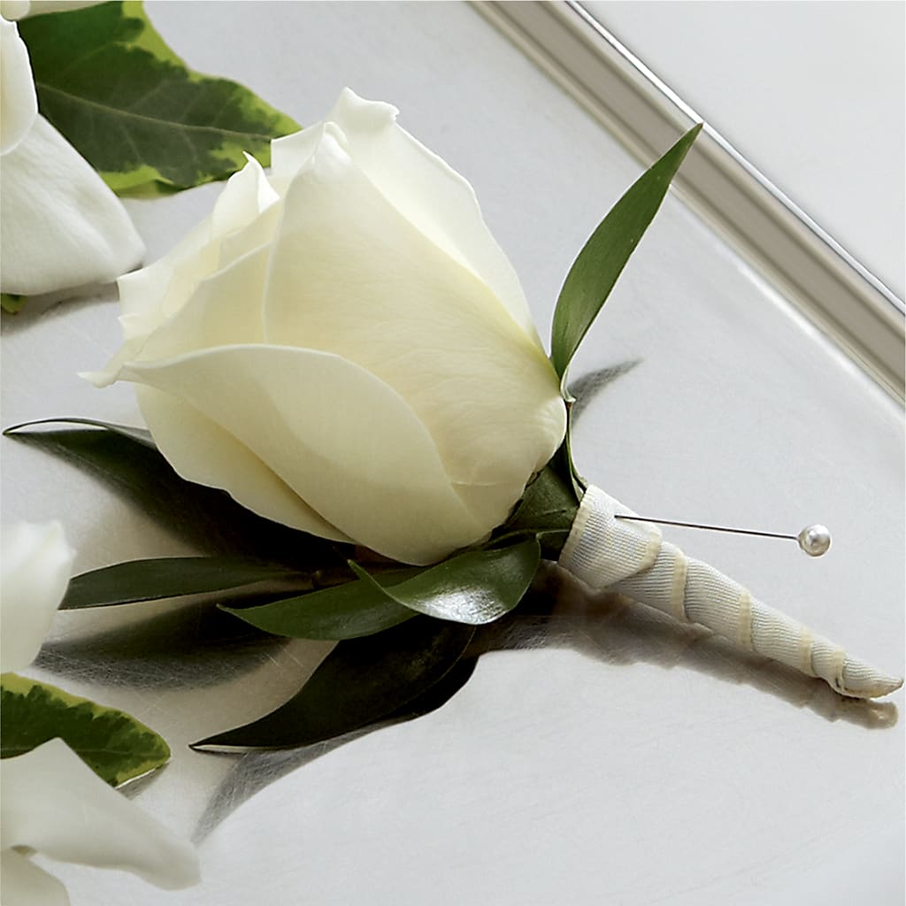 White Rose Boutonniere – My Flower Market, Santa Ana CA