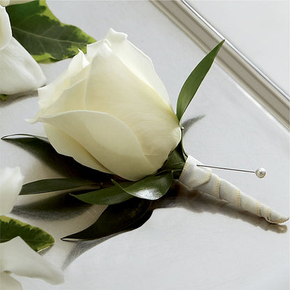 White Rose Boutonniere –  My Flower Market, Santa Ana CA